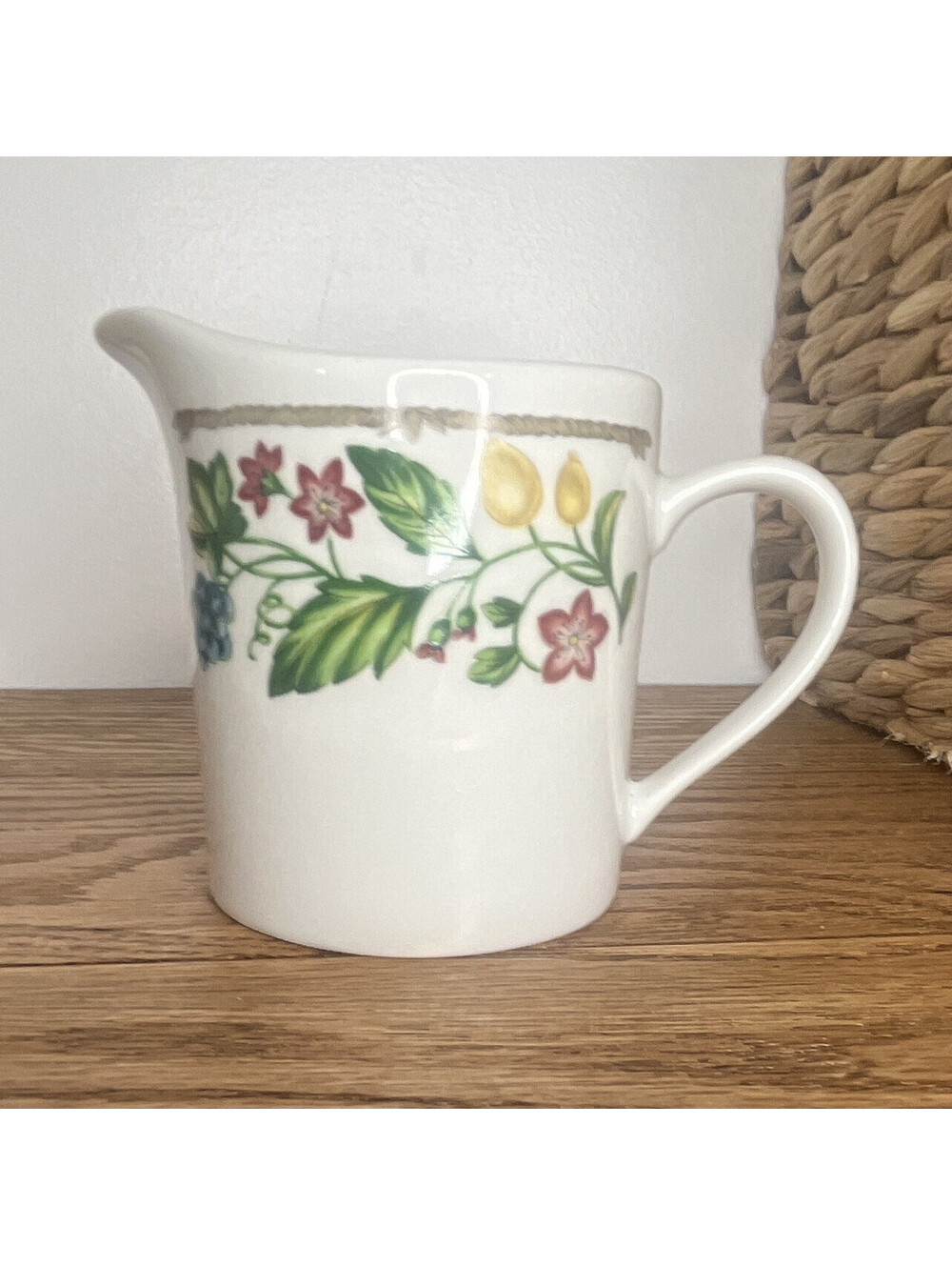 Farberware Festival J304 Floral Pattern Glossy Ceramic Creamer, White/Multicolor